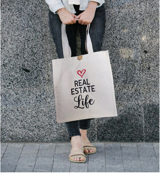 Canvas Tote- "Real Estate Life" (LRELT)