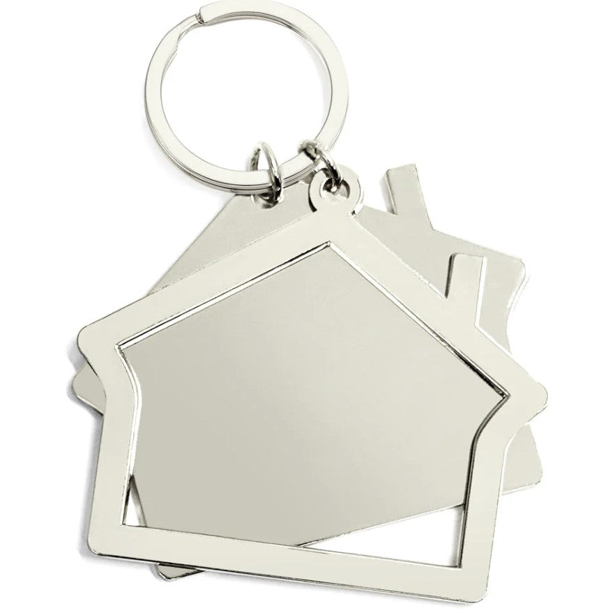 House Key Ring - 2 Houses on one - Large  - Silver (K2HS) or Gold (K2HG)