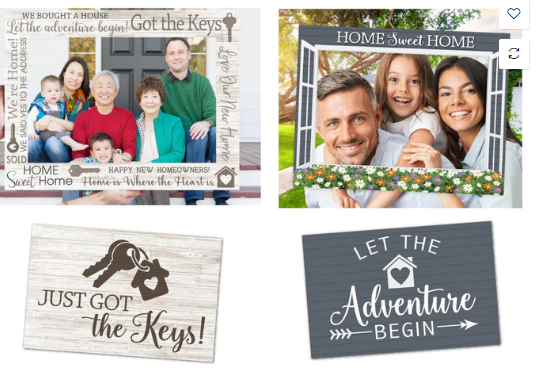Prop -HOME SWEET HOME AND GOT KEYS/ADVENTURE Testimonial Photo Frame with Coordinating Sign   Combo Set (PCSET)