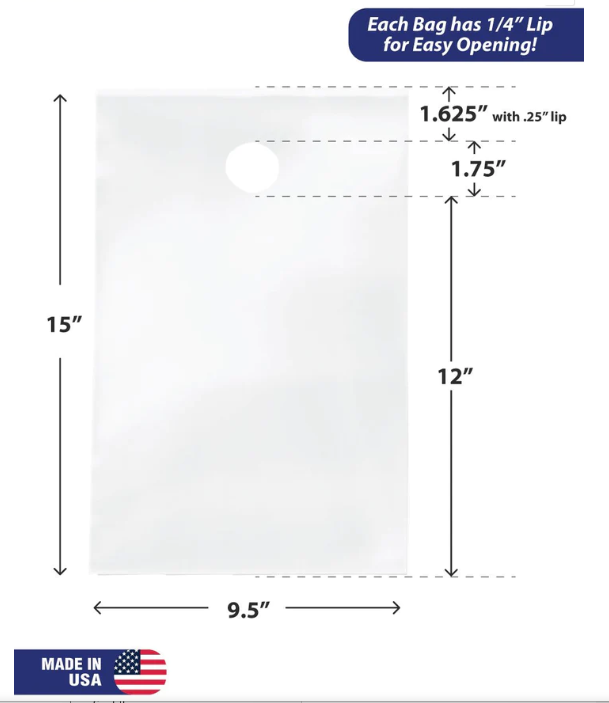 Large Plastic Door Bag for Flyers Brochures Pamphlets 9 x 15 Poly door bag with 1 1/2 hanger (DB915)