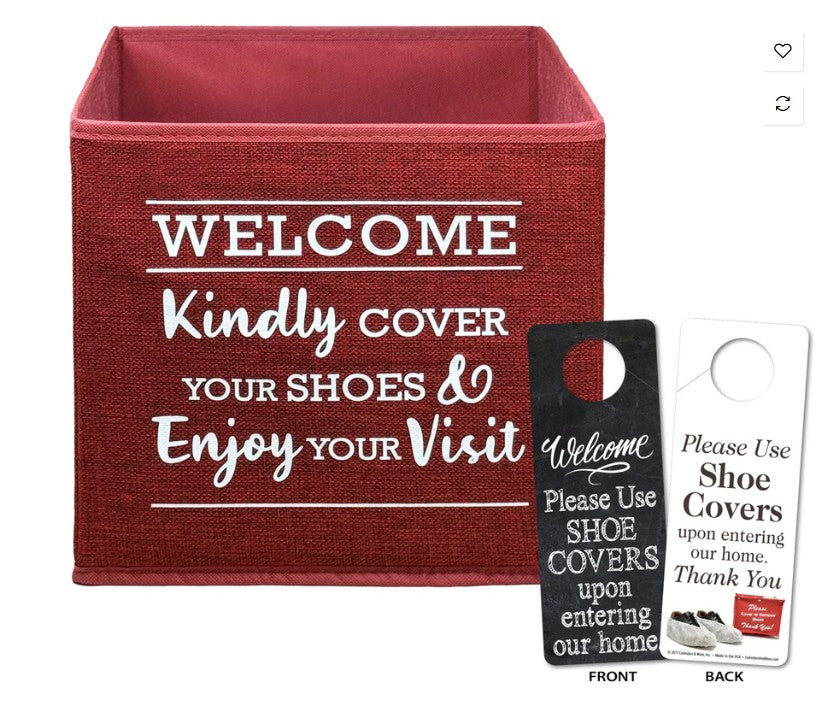 Shoe Cover Bin- Premium Linen Look- Foldable (SBINB SBINR SBINN)