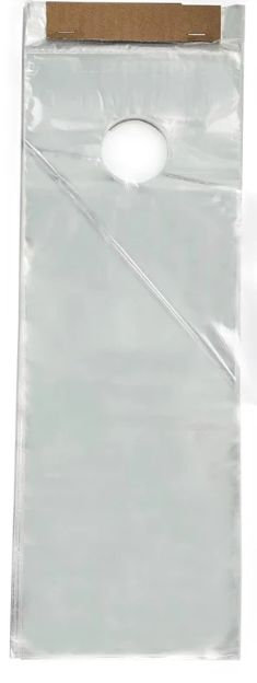 Small Plastic Door Bag for Flyers Brochures Pamphlets 5 1/2  x 15 Poly door bag with 1 1/2 hanger  (DB515)