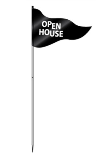 Flag With Logo Open House Steel Pole 72"  Black (FSOBW)