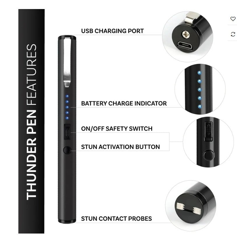 Thunder Pen – Tactical Stun Pen for Discreet, Powerful Self-Defense (TPENBK TPENB TPENS)