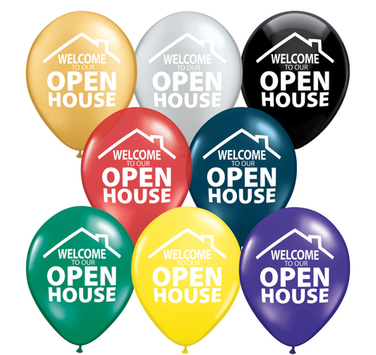 Balloons Open House pack of 25 Assorted Colors (SB25N SB25R SB25G SB25Y)