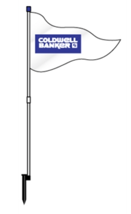 Flag PVC Pennant Flag 67"  One Color Flag White with Office Logo Coldwell Banker (F2CB)