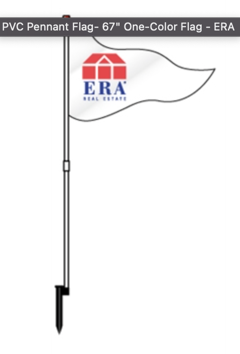 Flag PVC Pennant Flag 67"  One Color Flag White with Office Logo ERA (F2ERA)