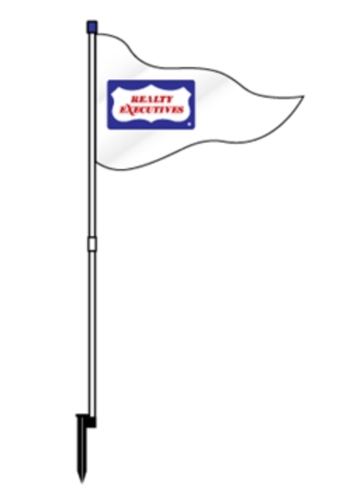 Flag PVC Pennant Flag 67" One Color Flag White with Office Logo Realty Executives (FCEXE)