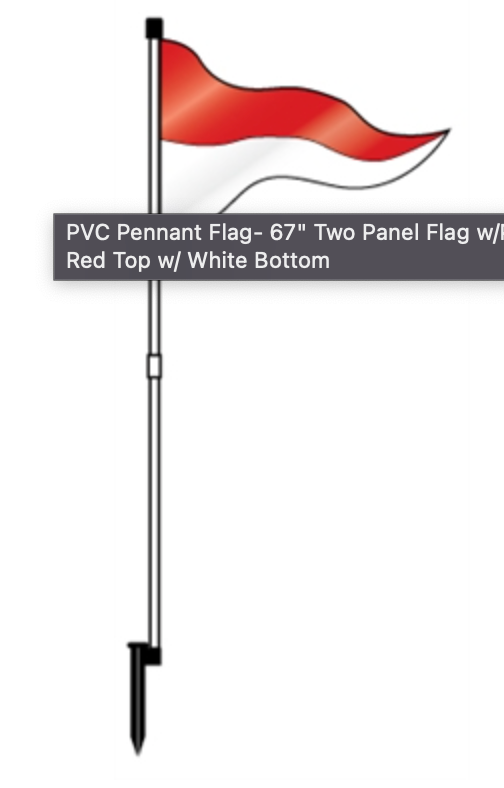 Flag PVC Pennant Flag 67" Two Panel Flag  Red Top  White Bottom (FL2RD)