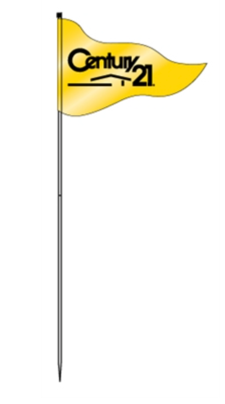 Flag With Office Logo Steel Pole 72" Century 21 One Color Gold or Tan with Black Letters (FLC21 FGC21)
