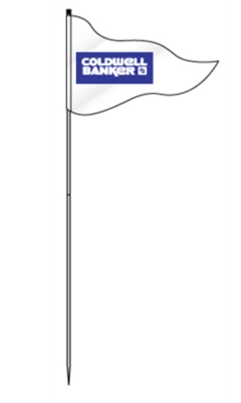 Flag With Office Logo Steel Pole 72" Coldwell Banker One Color White (FLSCB)