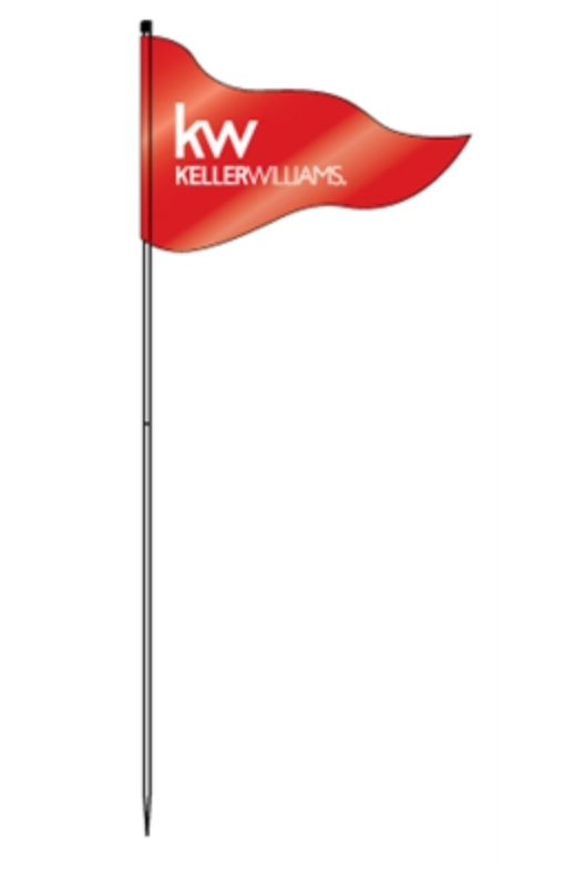 Flag With Office Logo Steel Pole 72"Keller Williams One Color Red (FLSKW)