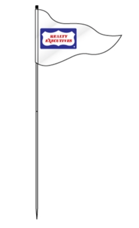 Flag With Office Logo Steel Pole 72"  Realty Executives One Color White (FLSRX)