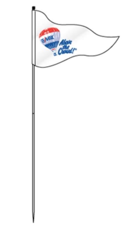 Flag With Office Logo Steel Pole 72"  Remax One Color White (FLSRE)