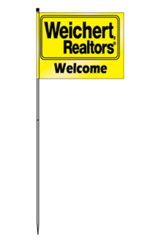 Flag With Office Logo Steel Pole 72"  Weichart One Color Yelllow (FSWEI)