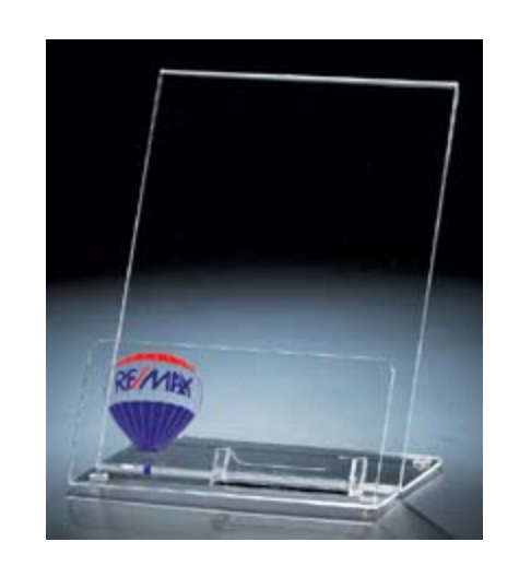 Indoor Flyer Stand Clear Brochure Holder REMAX Logo Holds approx. 200-250 8 1/2" x 11" flyers with Business card holder attachment (INDRE)