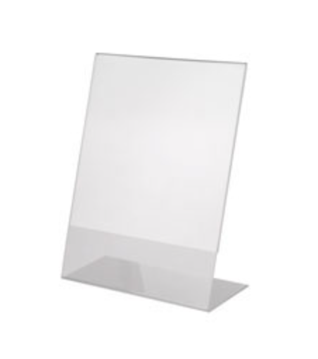 Indoor Flyer Stand Holder Clear Holds Counter Top Ad Frame Accommodates 1 single copy letter size paper Inside Window Dimensions 8 1/2" x 11 (INFSV)