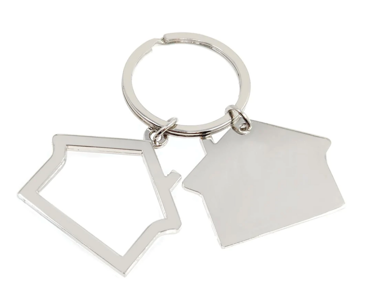 Key Rings Outine Key Ring Key Chain 2 Houses Metal 1 House solid 1 House is an outline ...