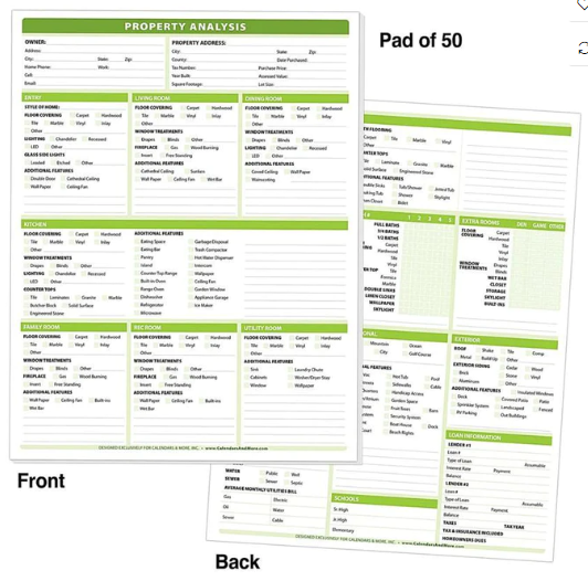 Property Analysis Worksheet Pad provides complete checklist 50 pages (PAPAD)