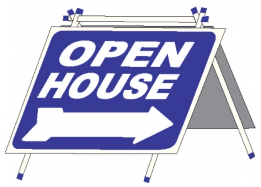 Sign A Frame Open House Blue PVC  Large 24" wide x 18" tall (SABLU)