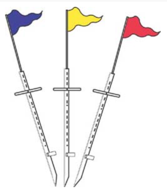 Sign Lawn Stakes With Flag Holder White Metal 48" Tall 1/8 Steel angle with holes and slots Accommodates Sign Panels 24" x 18 or 24 x 24  Accommodates 5/8" pole CUP for optional pennant pole (SSTFW)