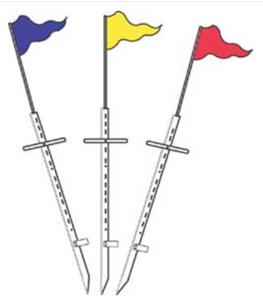 Sign Lawn Stakes With Flag Holder White Metal 48" Tall 1/8 Steel angle with holes and slots Accommodates Sign Panels 24" x 18 or 24 x 24  Accommodates 5/8" pole CUP for optional pennant pole (SSTFW)