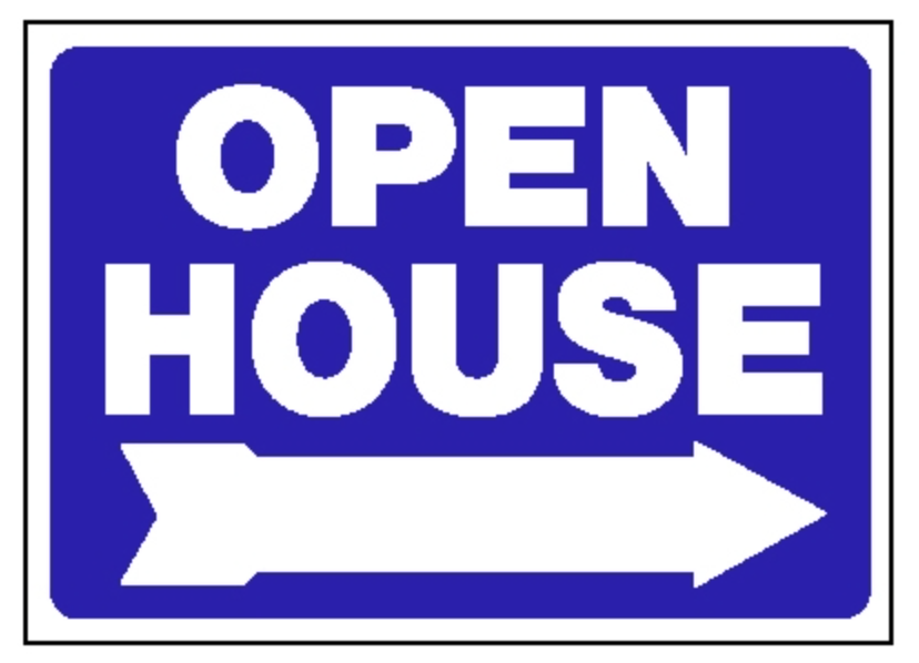 Sign Panel Open House Blue with Arrow  18'High X 24' Wide double sided corrugated (SCPOB)