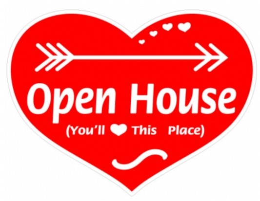 Sign Heart Shape Open House Large 18"x24   double sided corrugated (SHOPN)