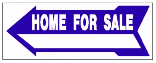 Sign Rider Corrugated Arrow Home For Sale Blue 9"tall x 24" wide double sided corrugated (CBH4S)