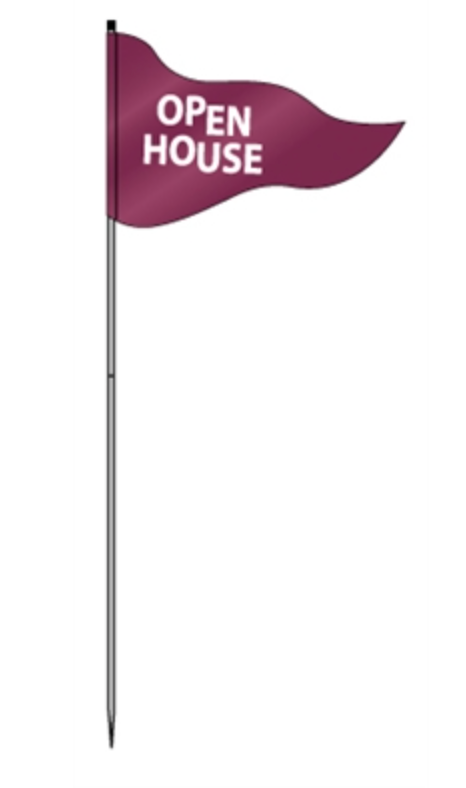 Flag With Logo Open House Steel Pole 72"  Burgundy (FLSMO)