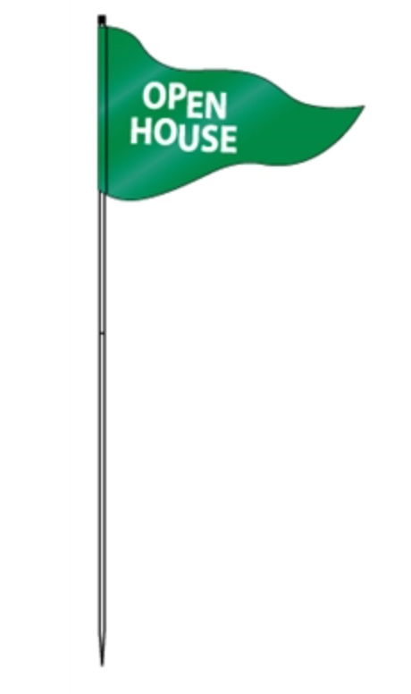 Flag With Logo Open House Steel Pole 72"  Green (FLSSG)