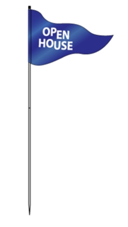 Flag With Logo Open House Steel Pole 72"  Blue (FLSSB)