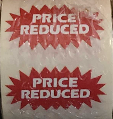 Sticker Starburst Price Reduced Red 250 per Roll