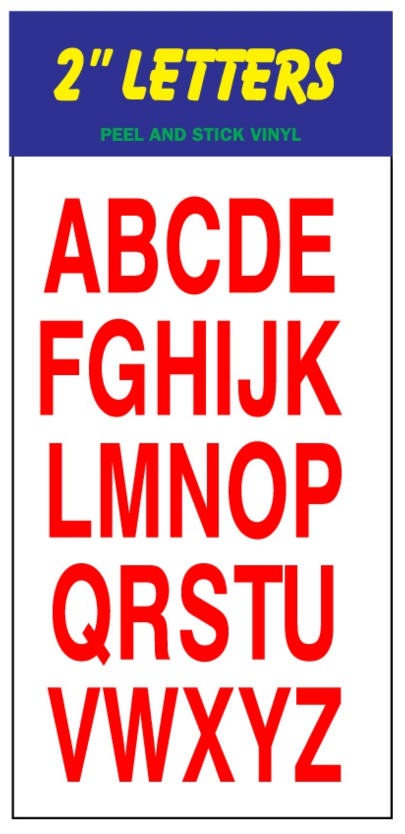 Vinyl 2 Inch Letter Decal/ Sticker Assorted Colors (VS2LR VS2LB ...