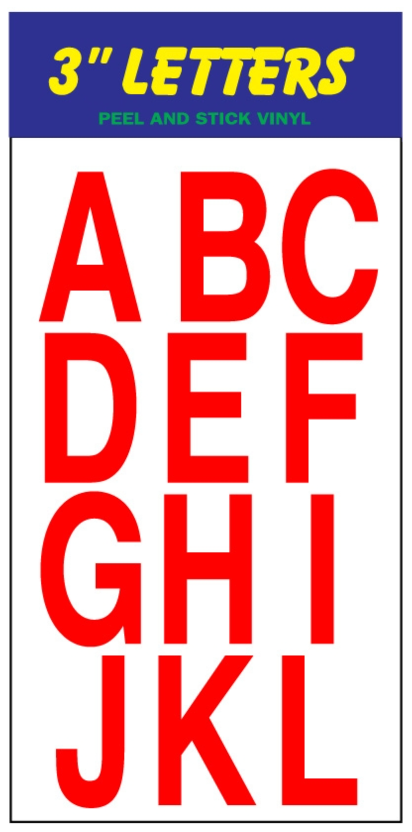 Vinyl 3 Inch Letter Decal/ Sticker Assorted Colors (VS3LR VS3LB ...