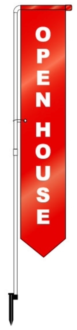 Yard Marker Open House PVC 2 Sided Nylon Yard Marker - 67" Tall Red (YMORD)