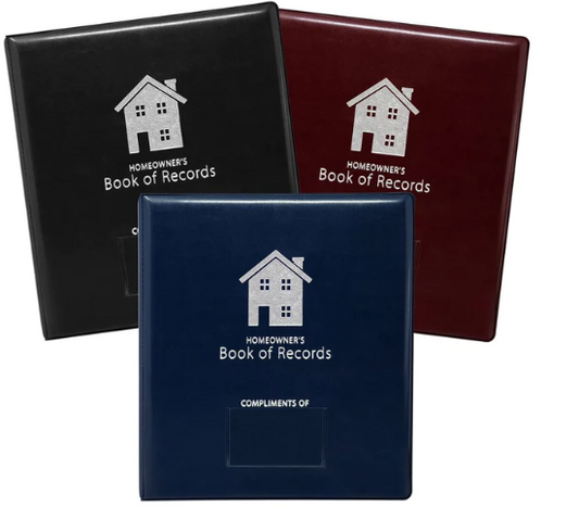 Homeowner's Book of Records Organizer with business card holder on the cover Assorted Colors (HRGN HRBK HRBR HRBL)