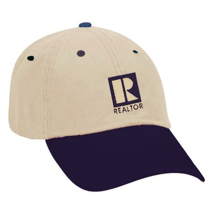 Hat Realtor Logo Branded Cap All Fabric 2 tone Khaki with Blue (CKBLU)