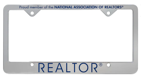 License Plate Frame Heavy Plastic  Proud member of the NATIONAL ASSOCIATION OF REALTORS  silver (LIPFP)