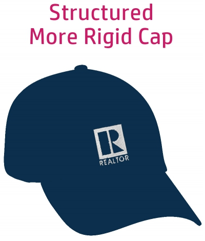 Hat Realtor Logo Branded Caps All Fabric Sturctured more Rigid Cap Velcro Closure  Assorted Colors (CAPB CAPBK)