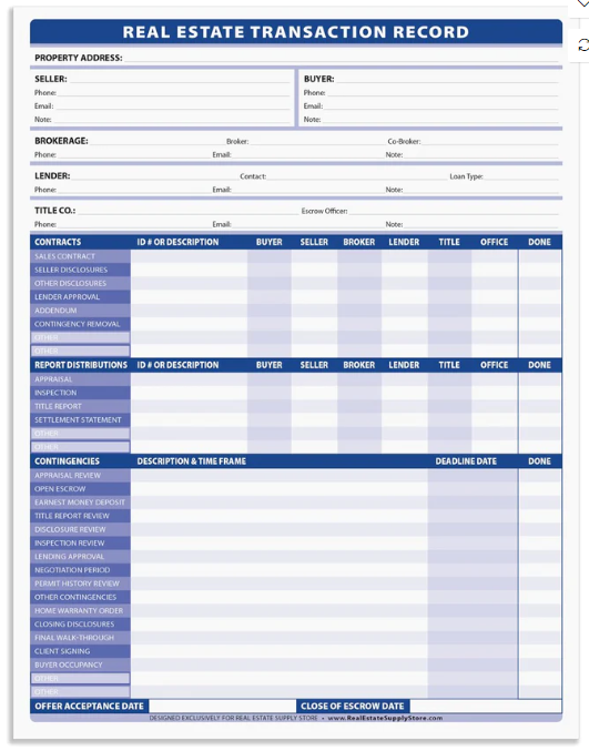 Real Estate Transaction Record worksheet (RTRAN) – cvarstore