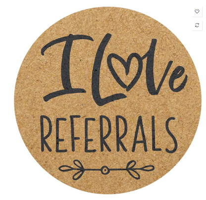 Stickers Round Roll of 500 1.5" diameter Kraft paper background Assorted (SKTANTY SKTANLUV SKTANREF)