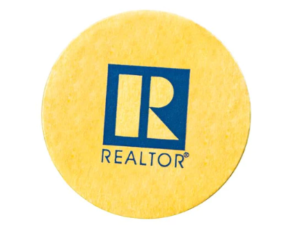 Stickers Round REALTOR branded logo Gold Foil Roll of 500 1"round (STGOL)