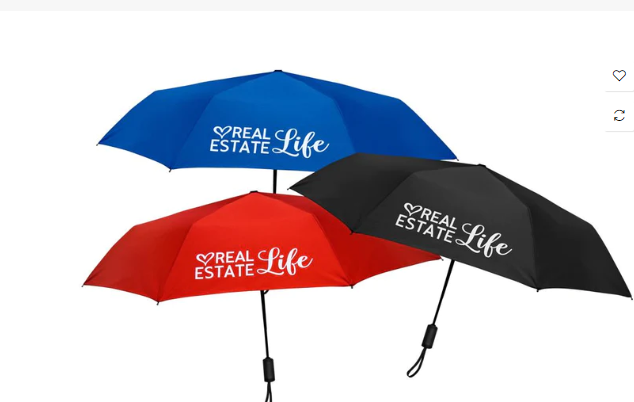 Umbrella- Love (heart) Real Estate Life Full size closes to compact size umbrella Assorted colors (UMBLU UMBLK UMRED)