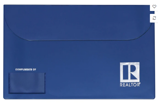 Vinyl Document Folders Legal Size Compliments of with Realtor Logo and business card holder attachment Assorted Colors (OVDOR OVDBR OVDRR)